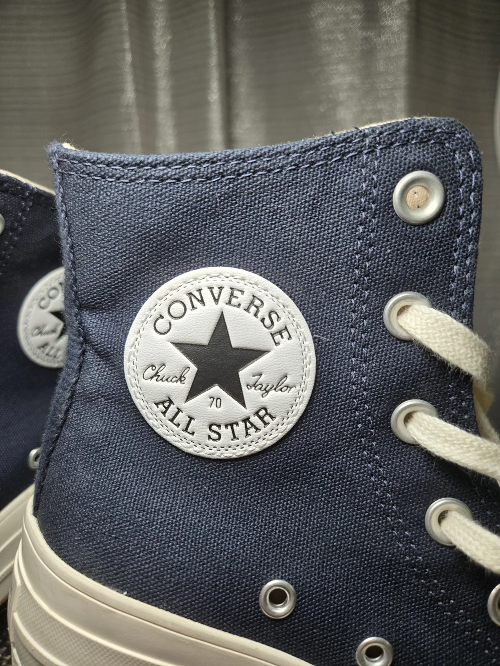 Converse Navy and Cream Platform Chuck Taylor High-Top